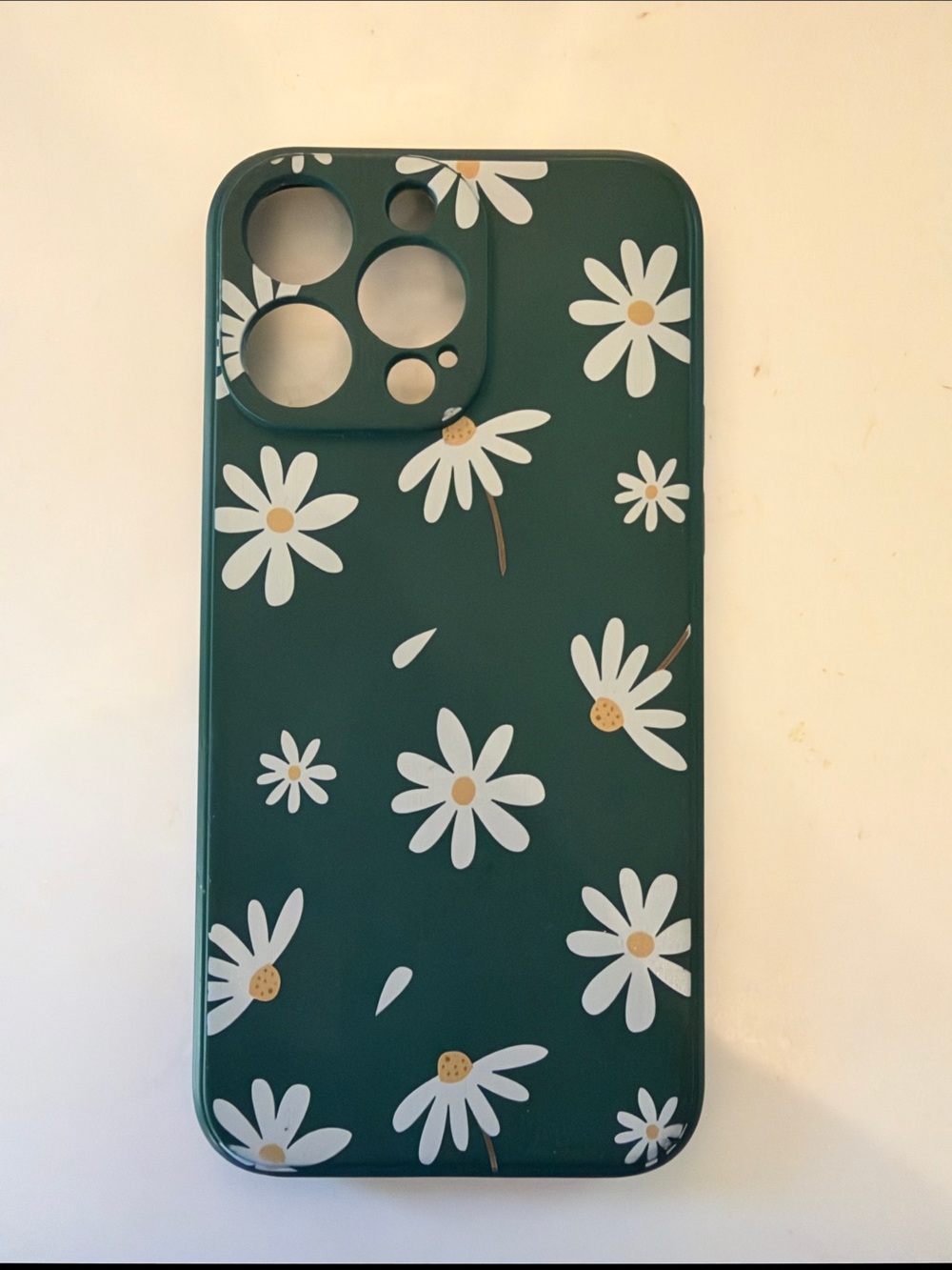 Green Daisy Floral Phone Case for iPhone 14 Pro Max- Protective Silicone Cover